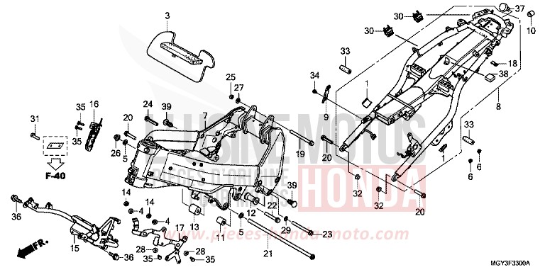 CARROSSERIE DE CHASSIS von VFR800X „Crossrunner“ MAT BULLET SILVER (NH389) von 2012